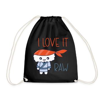 Kawaii Japanese Food Salmon Salmon Sushi Roll - Drawstring Bag - black - Front