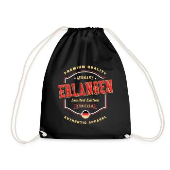 Erlangen Germany City Font Vintage Retro - Drawstring Bag - black - Front