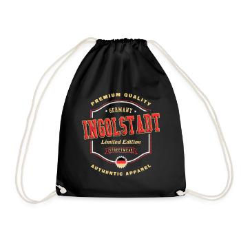 Ingolstadt Deutschland Stadt Schrift Vintage Retro - Turnbeutel - Schwarz - Vorne