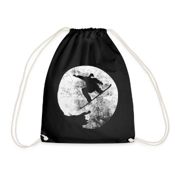 Moon - Snowboarding - (4) - Drawstring Bag - black - Front