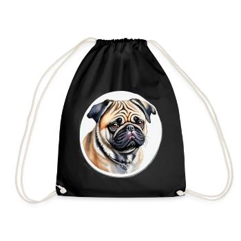 Mops - Turnbeutel - Schwarz - Vorne