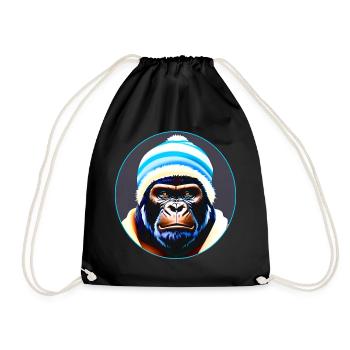 Gorille cool avec chapeau d’hiver - Sac de sport léger - noir - Devant