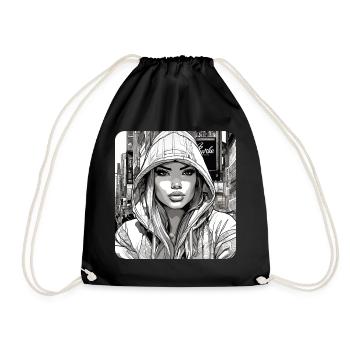 Cooles Girl Graffiti Hip Hop Rap Skater Musik - Turnbeutel - Schwarz - Vorne
