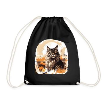 Maine Coon Herbst Halloween Katze - Turnbeutel - Schwarz - Vorne