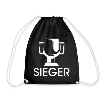 Sieger Pokal Symbol Zeichen Gewinner Wettbewerb - Turnbeutel - Schwarz - Vorne