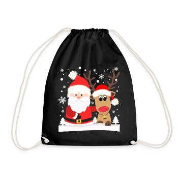 Père Noël avec renne Père Noël Noël - Sac de sport léger - noir - Devant