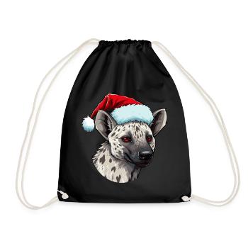 Hyena Christmas Animal Head - Drawstring Bag - black - Front