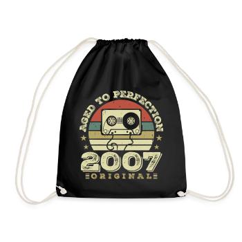 Original Vintage Geburtstagsgeschenkidee 2007 - Turnbeutel - Schwarz - Vorne