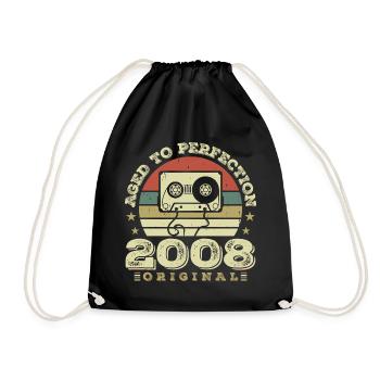 Original Vintage Jubiläumsgeschenkidee 2008 - Turnbeutel - Schwarz - Vorne