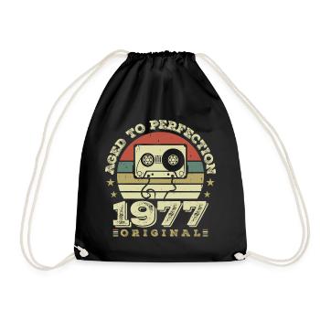 Original Vintage Jubiläumsgeschenkidee 1977 - Turnbeutel - Schwarz - Vorne