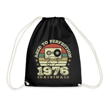 Original Vintage Jubiläumsgeschenkidee 1976 - Turnbeutel - Schwarz - Vorne