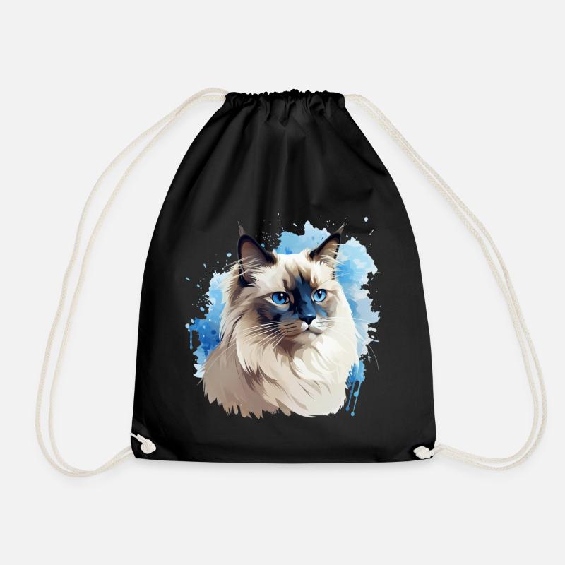 Katze Kopf Heilige Birma - Turnbeutel - Schwarz