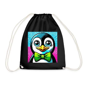 Pingouin avec noeud papillon Pop Art - Sac de sport léger - noir - Devant