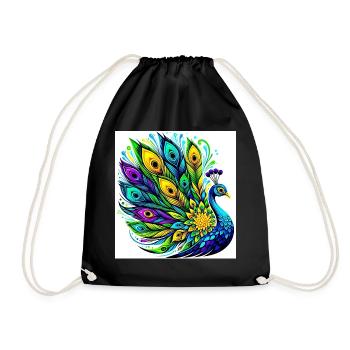Pfau - Turnbeutel - Schwarz - Vorne