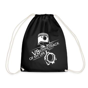 V8 Piston Soundtrack Engine Musclecar Big Block - Drawstring Bag - black - Front