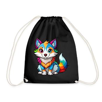 Colorful Baby Wolf - Drawstring Bag - black - Front