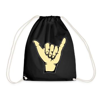 Surfing Icon Hand - Drawstring Bag - black - Front