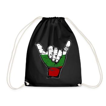 Bulgarien Flagge Surfing Symbol used - Turnbeutel - Schwarz - Vorne