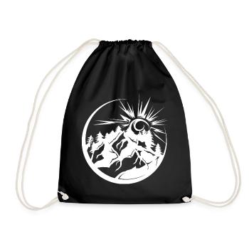 Mountains outdoor nature forest landscape graphic icon - Drawstring Bag - black - Front