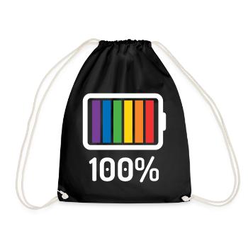 LGBT Pride Monat - 100% queer - Turnbeutel - Schwarz - Vorne