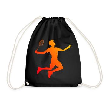 Badminton Squash Damen Badmintonspieler Herren - Turnbeutel - Schwarz - Vorne