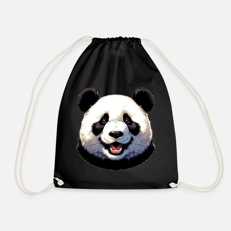 Panda - Drawstring Bag - black