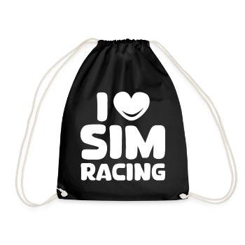 i love simracing gaming car heart love symbol - Drawstring Bag - black - Front