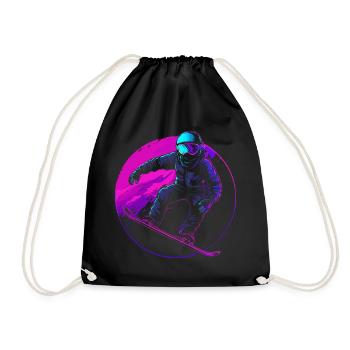 Snowboarder Illustration - Turnbeutel - Schwarz - Vorne