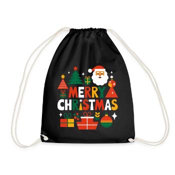 Lebendiges Design für frohe Weihnachten - Turnbeutel - Schwarz - Vorne