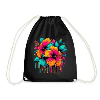 Hibiscus Flowers - Drawstring Bag - black - Front