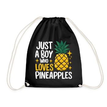 Ananas tropische hawaiianische Frucht - Turnbeutel - Schwarz - Vorne
