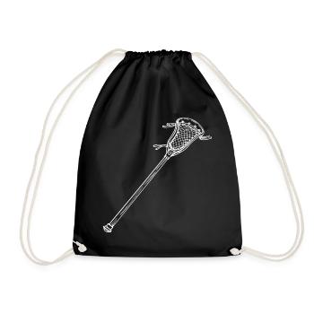 Lacrosse bat Drawing - Drawstring Bag - black - Front