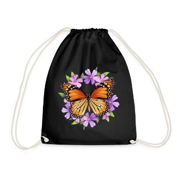 Schmetterling Monarchfalter Bunt Schmetterlinge - Turnbeutel - Schwarz - Vorne