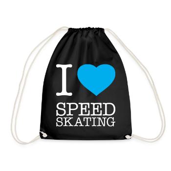 I LOVE SPEED SKATING Eisschnellauf - Turnbeutel - Schwarz - Vorne