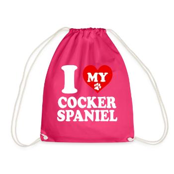 J’aime mon cocker Spanel chien chien coeur drôle - Sac de sport léger - fuchsia - Devant