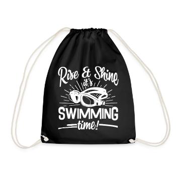 Rise And Shine It's Swimming Time - Drawstring Bag - black - Front