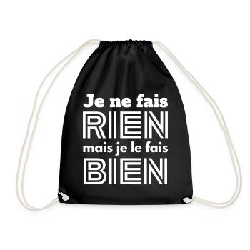 I don't do anything, tired, lazy - Drawstring Bag - black - Front