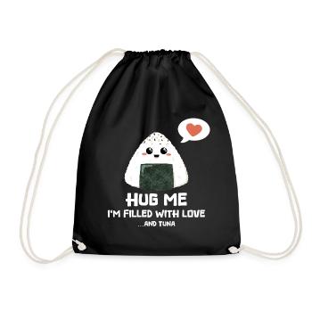 Hug me - Onigiri rempli d’amour et de thon - Sac de sport léger - noir - Devant