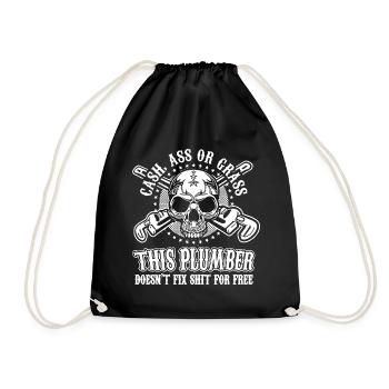 This Plumber Doesn't Fix For Free - Drawstring Bag - black - Front