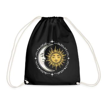 Sonne und Mond - Spirituelles Symbol - Turnbeutel - Schwarz - Vorne