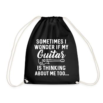 My Guitar Is Thinking About Me - Drawstring Bag - black - Front