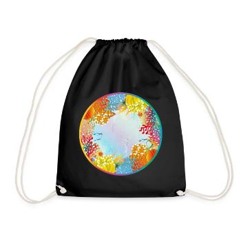 Colorful underwater world with corals - Drawstring Bag - black - Front