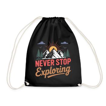 Mountains - Never Stop Exploring - Drawstring Bag - black - Front
