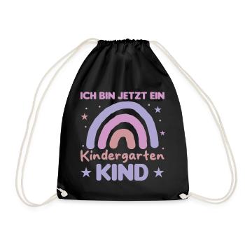 Kindergartenkind Regenbogen Ich bin jetzt im - Turnbeutel - Schwarz - Vorne