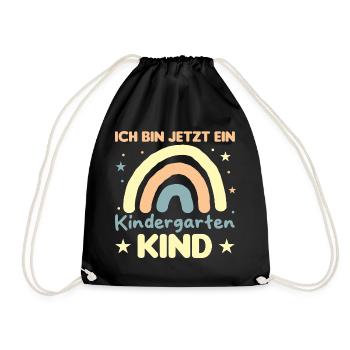 Kindergartenkind Regenbogen Ich bin jetzt im - Turnbeutel - Schwarz - Vorne