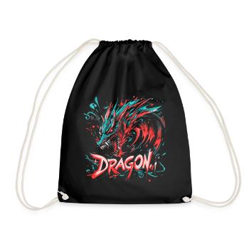 Dragon Colorful Fantasy Magic Mysticism Mythology Art - Drawstring Bag - black - Front