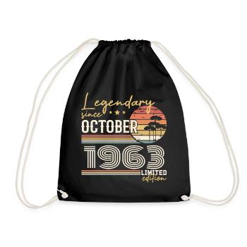 October 1963 Gift - Awesome Since October 1963 - Drawstring Bag - black - Front