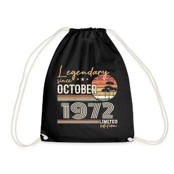 Oktober 1972 Geschenk - Genial seit Oktober 1972 - Turnbeutel - Schwarz - Vorne