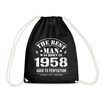 Geboren im 1958 Geburtstag 1958 - 67 Jahre Retro - Turnbeutel - Schwarz - Vorne