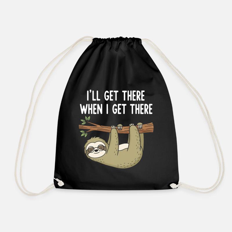 Casual Sloth Saying - Drawstring Bag - black